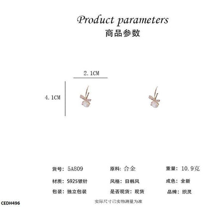 CEDH496 ZHL Bow Pearl Drop Earrings