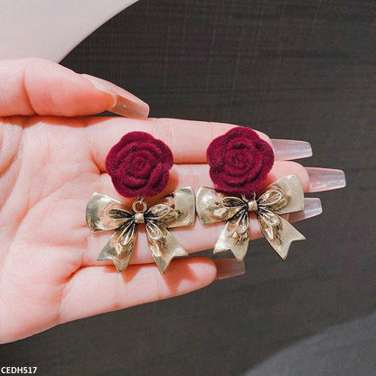 CEDH517 ZHL Flower/Bow Drop Earrings Pair
