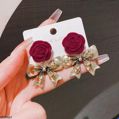 CEDH517 ZHL Flower/Bow Drop Earrings Pair