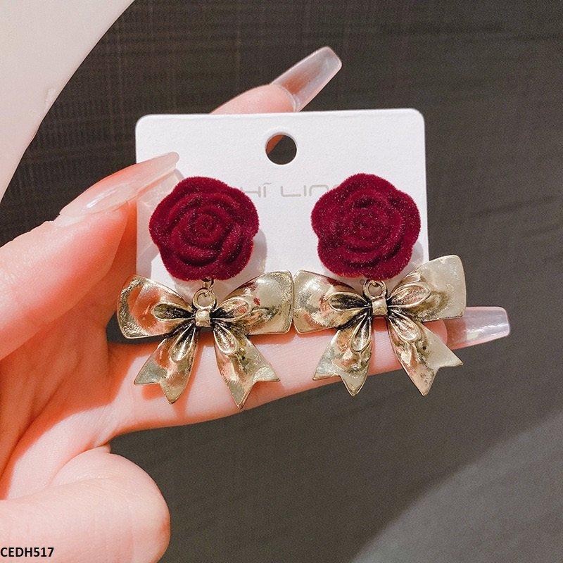 CEDH517 ZHL Flower/Bow Drop Earrings Pair