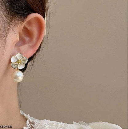 CEDH522 LSH Flower Pearl Drop Earrings