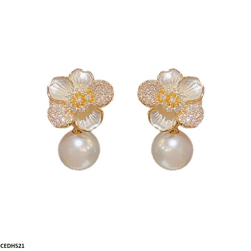 CEDH522 LSH Flower Pearl Drop Earrings