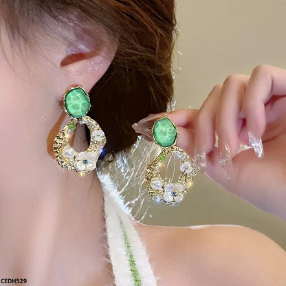 CEDH529 ZCD Oval/Round Casting Drop Earrings