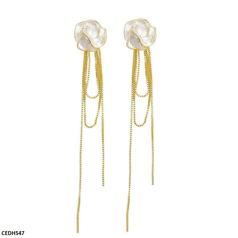 CEDH547 DDJ Flower Chain Drop Earrings