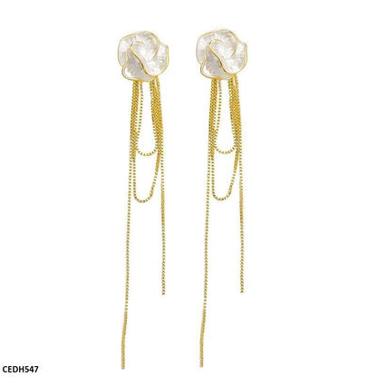 CEDH547 DDJ Flower Chain Drop Earrings