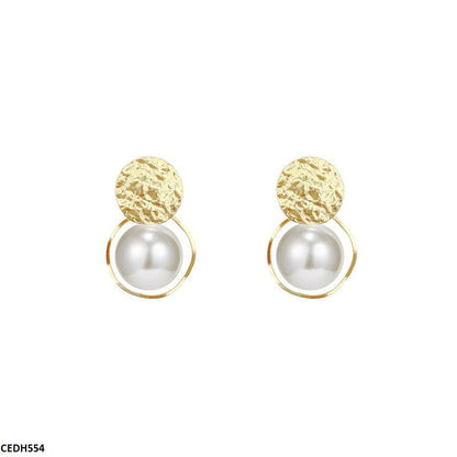 CEDH554 HJF Round Pearl Drop Earrings