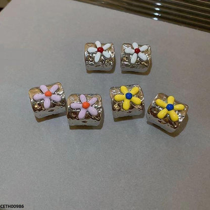 CETH00986 YHC Painted Flower Tops Pair - CETH