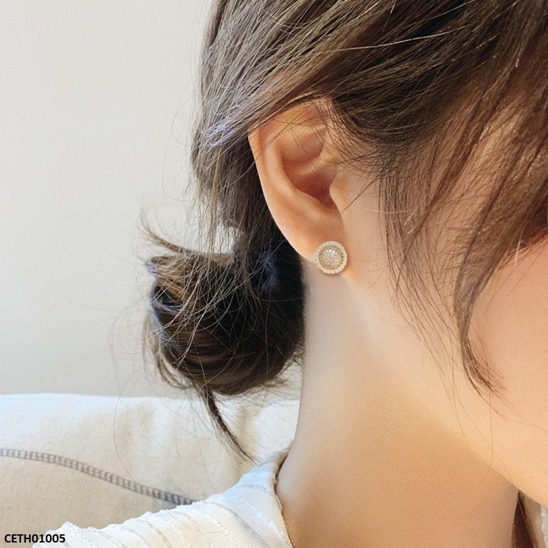 CETH01005 YQG Round Pearl Stud Tops Pair - CETH