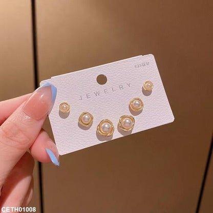 CETH01008 HJF Round Stud 3 Tops Pair - CETH