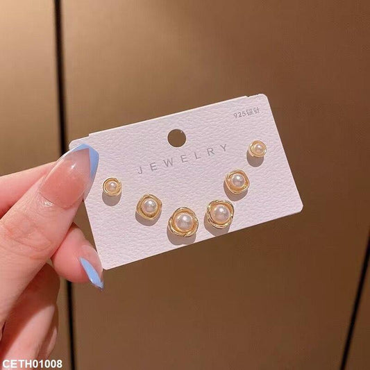 CETH01008 HJF Round Stud 3 Tops Pair - CETH