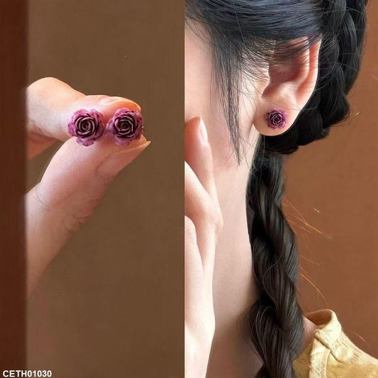 CETH01030 YQG Flower Stud Tops Pair - CETH