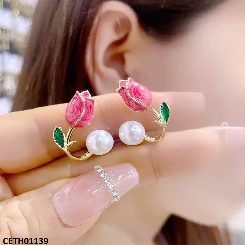 CETH01139 LSH Pearl Pink Flower Tops Pair - CETH