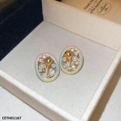 CETH01167 LSH Oval Flower Tops Pair - CETH