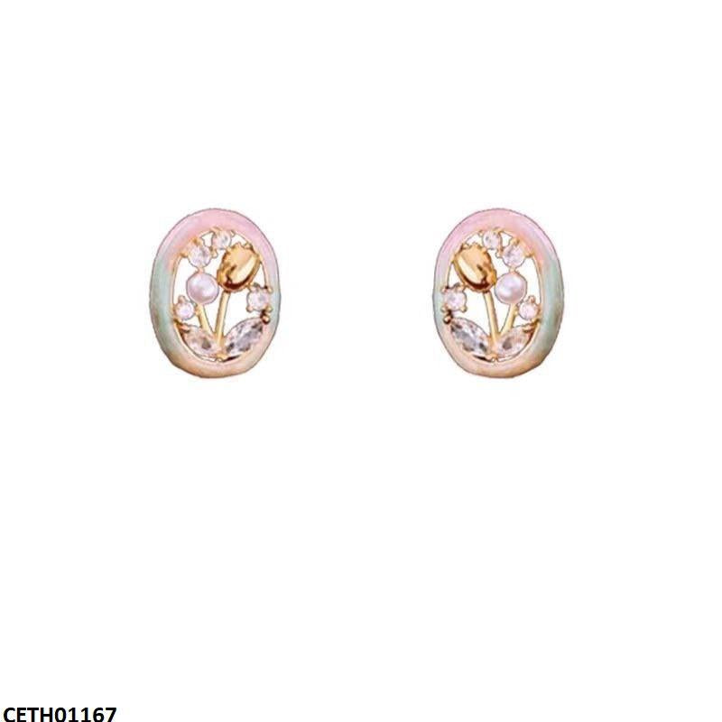 CETH01167 LSH Oval Flower Tops Pair - CETH