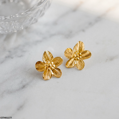 CETH01177 HLN Floral Flower Stainless Steel Tops Pair - CETH