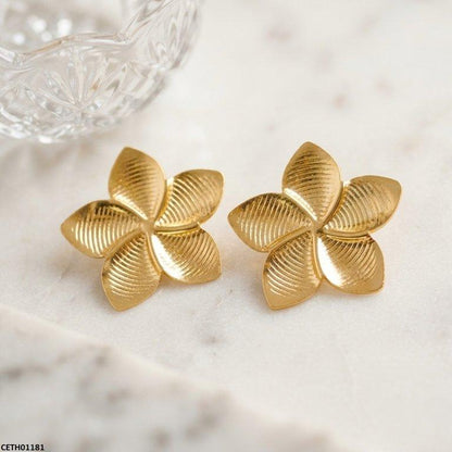 CETH01181 HLN Plumeria Floral Flower Stainless Steel Tops Pair - CETH