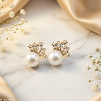 CETH01283 SYB Marquise Stone Pearl Tops Pair - CETH