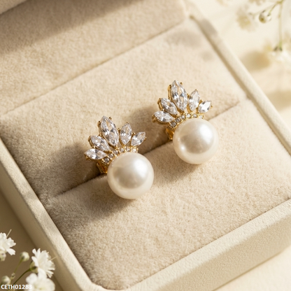 CETH01283 SYB Marquise Stone Pearl Tops Pair - CETH