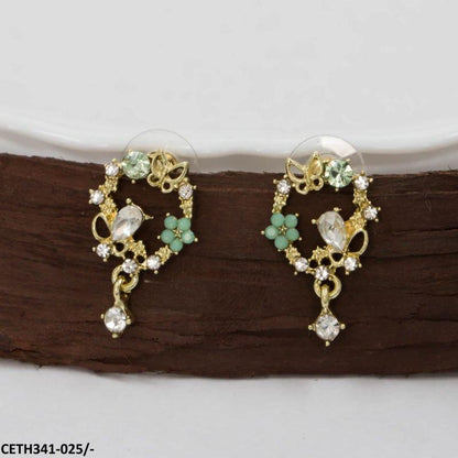 CETH341 SYB Sterling Butterfly And Flower Stud Tops Pair