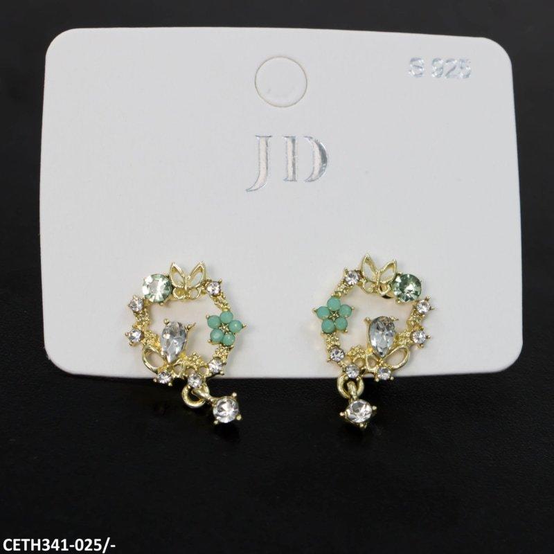 CETH341 SYB Sterling Butterfly And Flower Stud Tops Pair