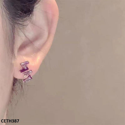 CETH387 YQG 4 Baguette Joint Stud Tops Pair