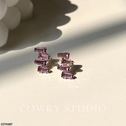 CETH387 YQG 4 Baguette Joint Stud Tops Pair