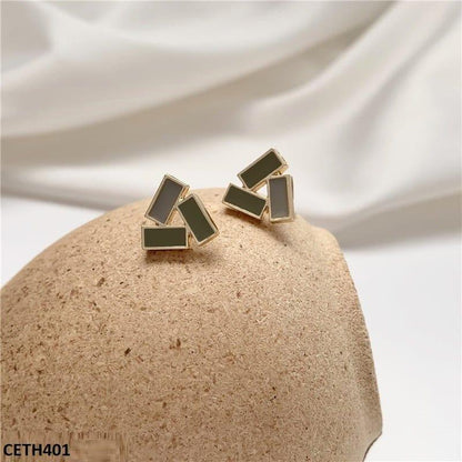CETH401 YYZ Painted 3 Baguette Triangle Stud Tops Pair