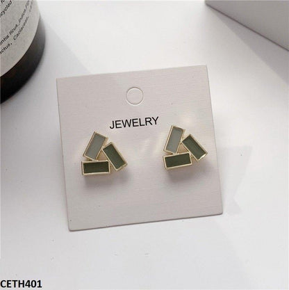 CETH401 YYZ Painted 3 Baguette Triangle Stud Tops Pair