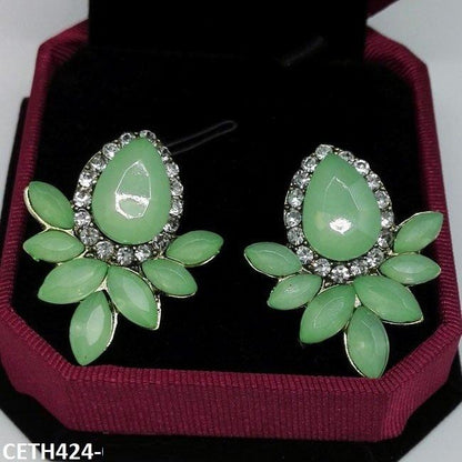 CETH424 LQP Step Pear Stud Tops Pair