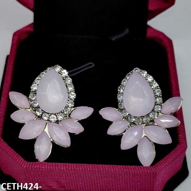 CETH424 LQP Step Pear Stud Tops Pair