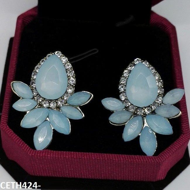 CETH424 LQP Step Pear Stud Tops Pair