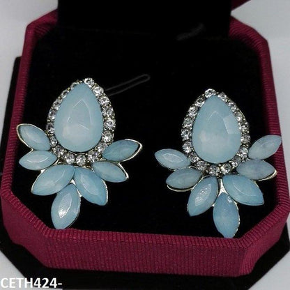 CETH424 LQP Step Pear Stud Tops Pair