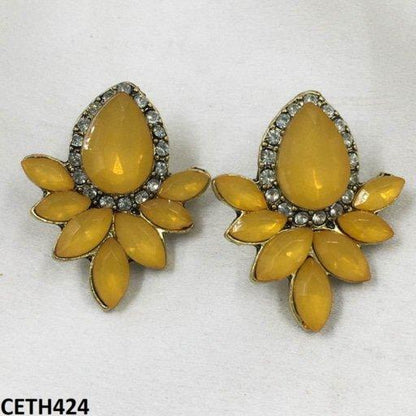 CETH424 LQP Step Pear Stud Tops Pair