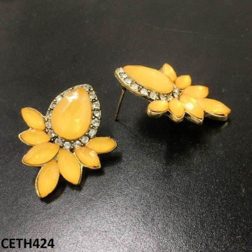 CETH424 LQP Step Pear Stud Tops Pair