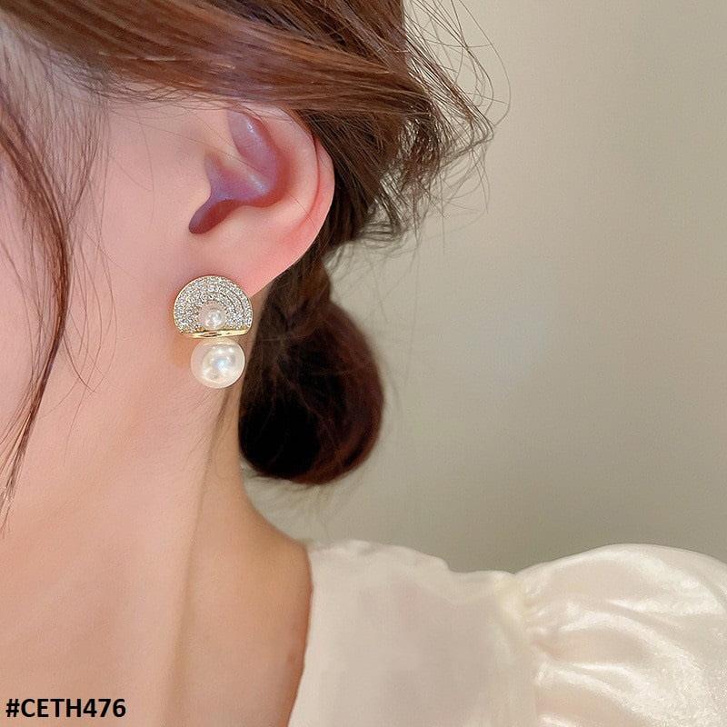 CETH476 SDQ Umbrella Pearl Ear Tops Pair