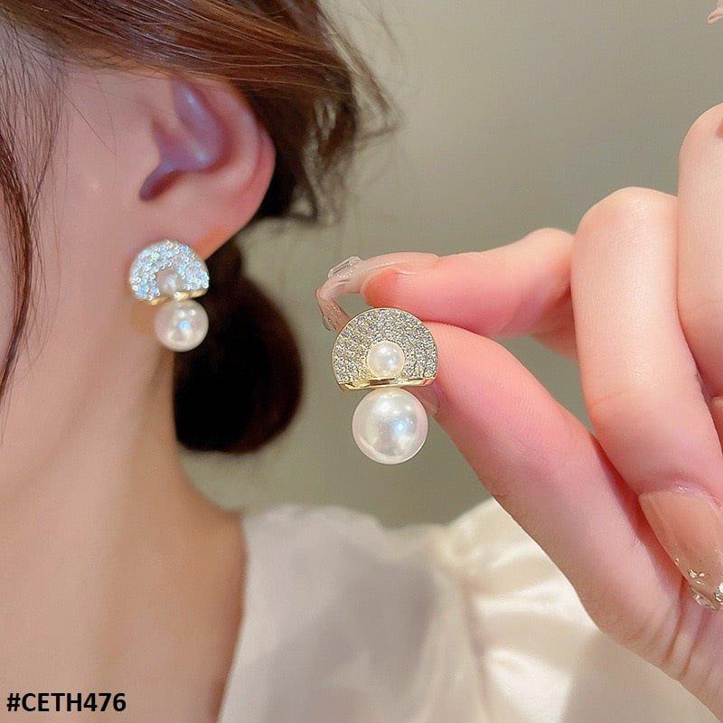 CETH476 SDQ Umbrella Pearl Ear Tops Pair