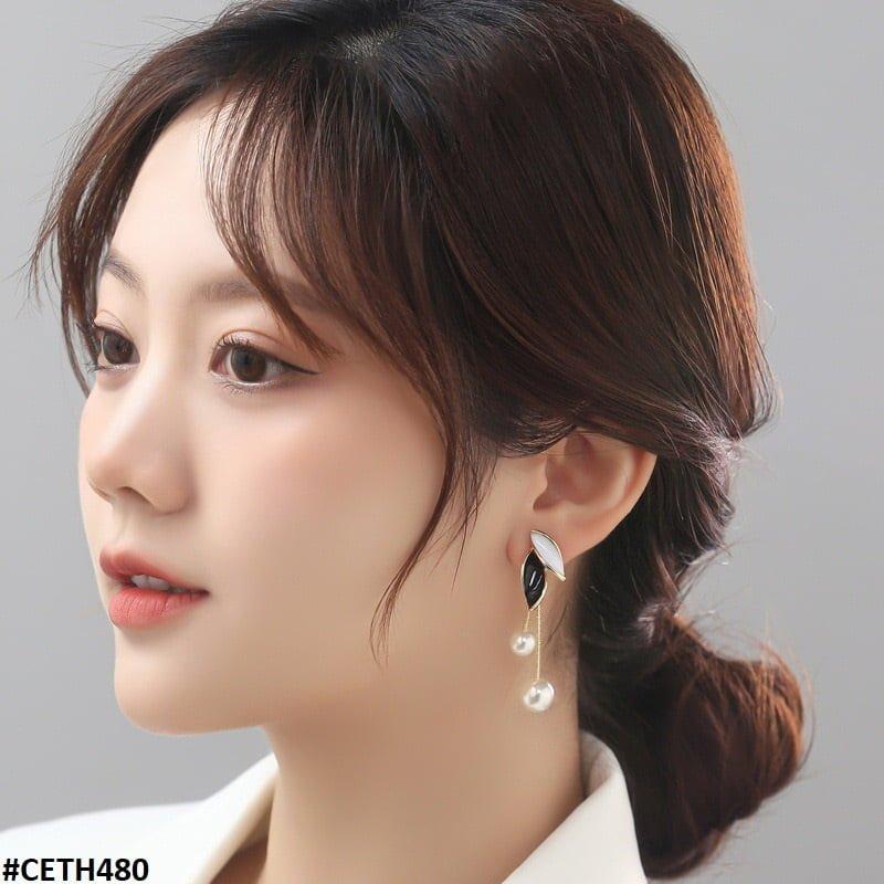 CETH480 ZCD Leaf's Tassel Stud Ear Tops Pair