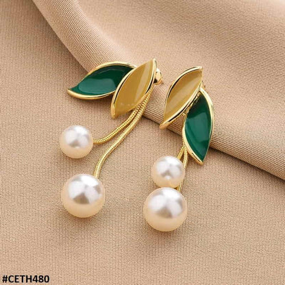 CETH480 ZCD Leaf's Tassel Stud Ear Tops Pair
