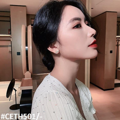 CETH501 SIQ Zigzag Heart Stud Tops Pair