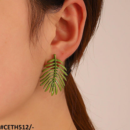 CETH512 QWN Painted Leaf Stud Tops Pair