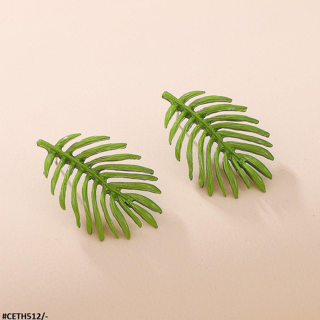 CETH512 QWN Painted Leaf Stud Tops Pair