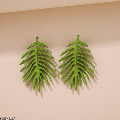 CETH512 QWN Painted Leaf Stud Tops Pair