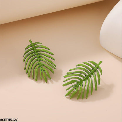 CETH512 QWN Painted Leaf Stud Tops Pair