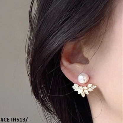 CETH513 YQG Jacket Leaf Stud Tops Pair