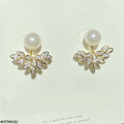 CETH513 YQG Jacket Leaf Stud Tops Pair