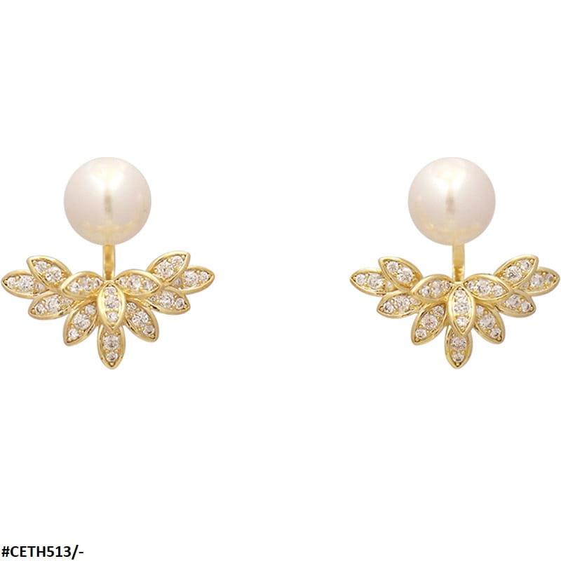 CETH513 YQG Jacket Leaf Stud Tops Pair