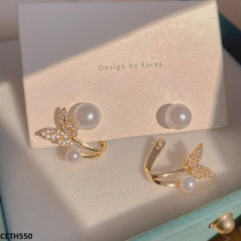 CETH550 LSH Butterfly/Pearl Stud Tops Pair