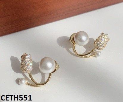 CETH551 LSH Rose/Pearl Stud Tops Pair