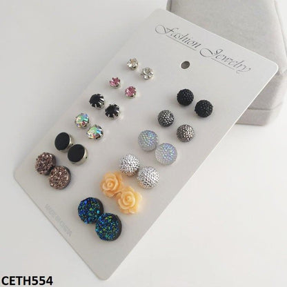 CETH554 LQP Painted/Flower 12 Stud Tops Pair