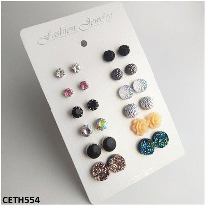 CETH554 LQP Painted/Flower 12 Stud Tops Pair